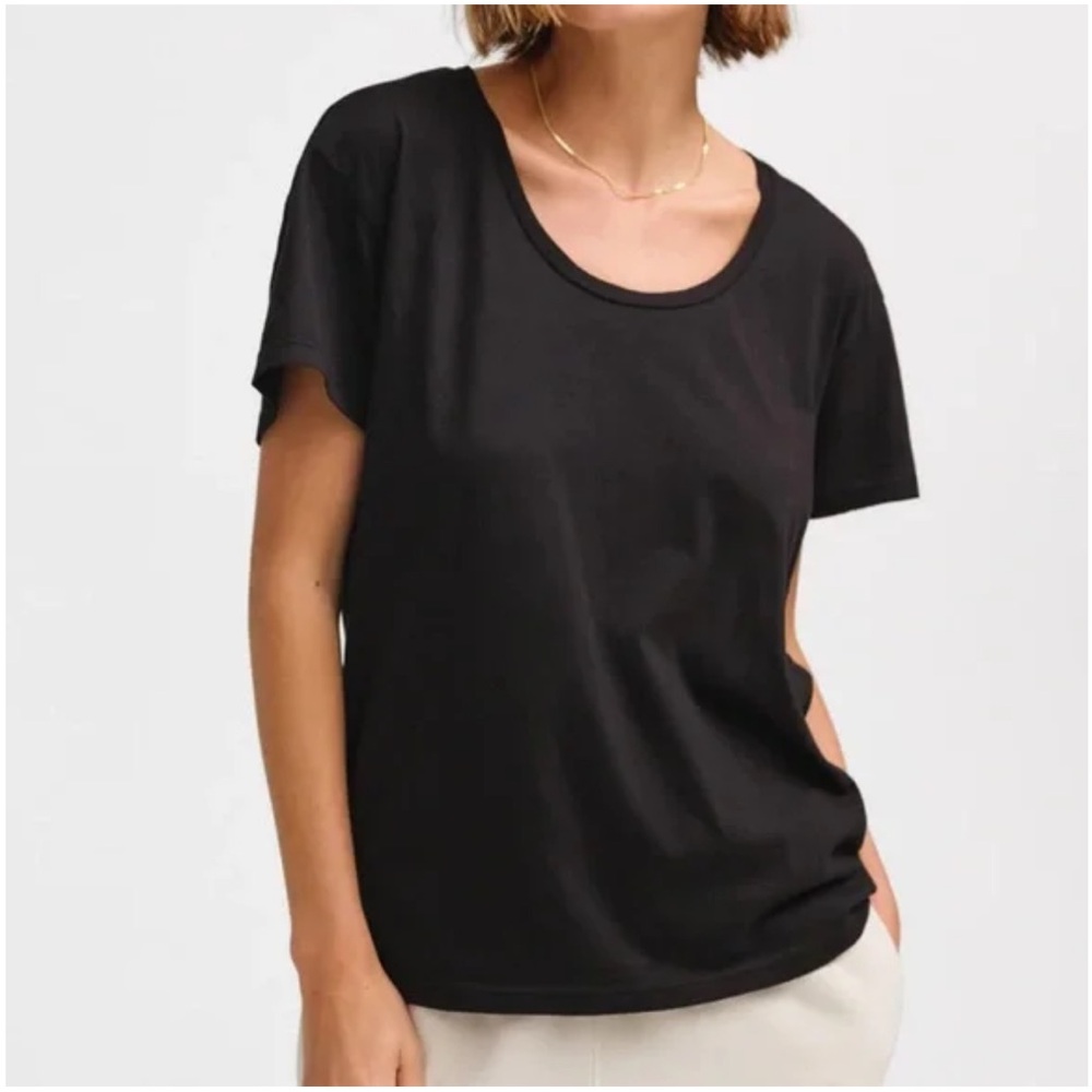 Mate the Label Organic Cotton Classic U-Neck Tee Jet Black size XS